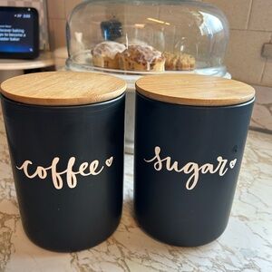 Black Canister Set with Bamboo Lids